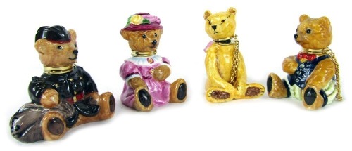 Appraisal: Four Royale Stratford Staffordshire Teddy Bear pill boxes comprising Military