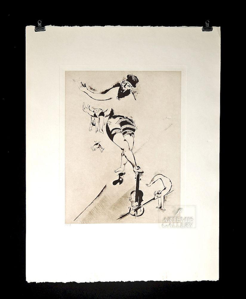 Appraisal: Chagall Etching - Acrobat w Violin Marc Chagall French-Russian -