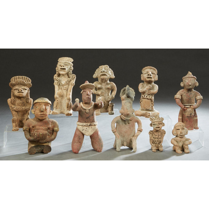 Appraisal: Group of Ten Pre-Columbian Style Pottery Figurines th c seven