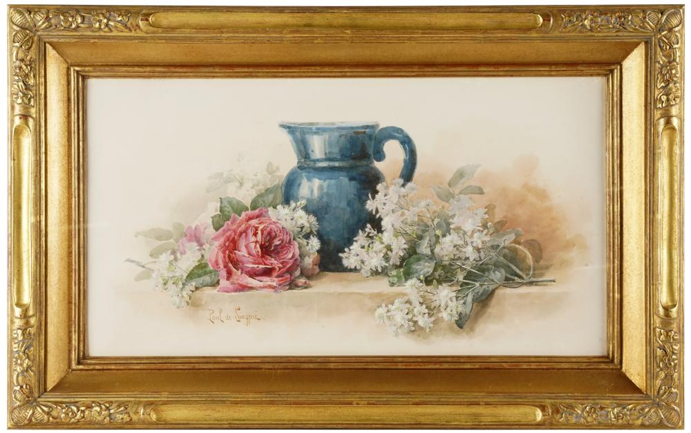 Appraisal: PAUL DELONGPRE - BLOSSOMS AND ROSES watercolor on paper signed