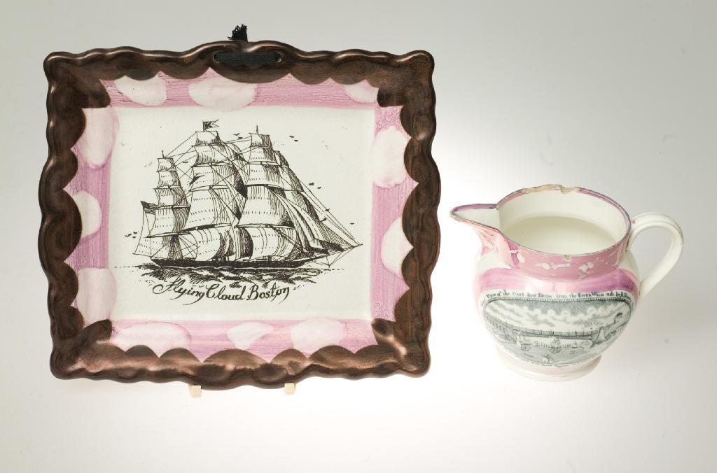 Appraisal: AMERICAN INTEREST SUNDERLAND LUSTRE PLAQUE DECORATED WITH AN IMAGE OF