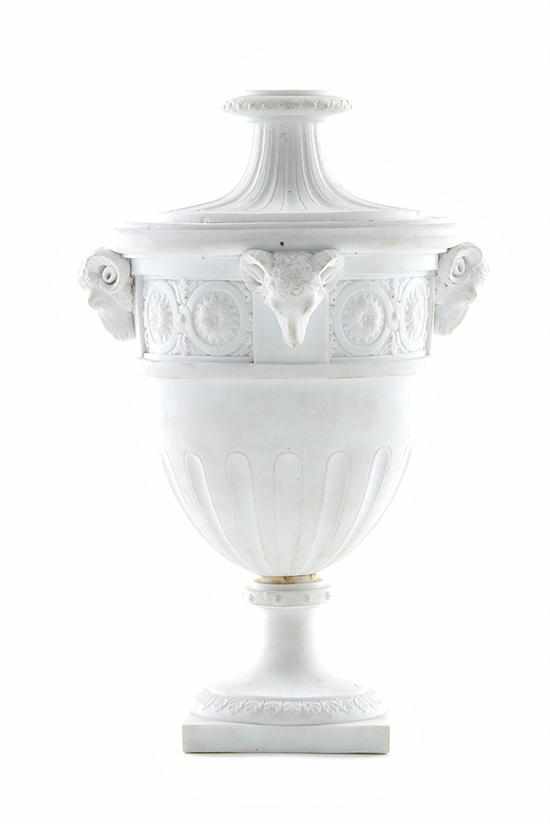 Appraisal: French bisque porcelain covered urn probably Niderviller first half th