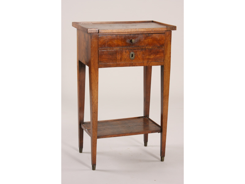 Appraisal: Continental Two Drawer Side Table th c mahogany mahogany burl