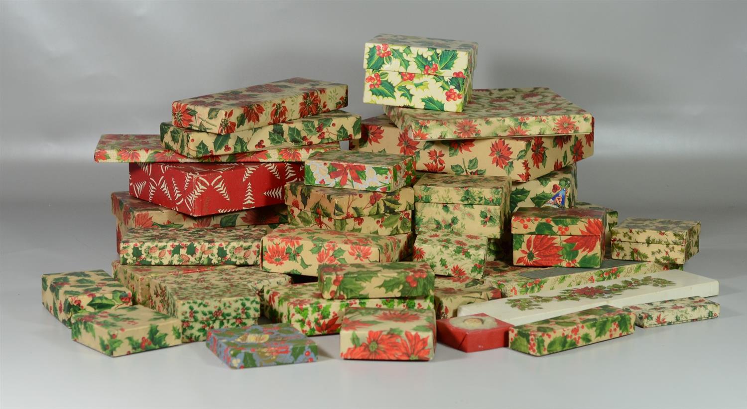 Appraisal: Old Wrapped Christmas Boxes approximately various sizes and patterns RCA