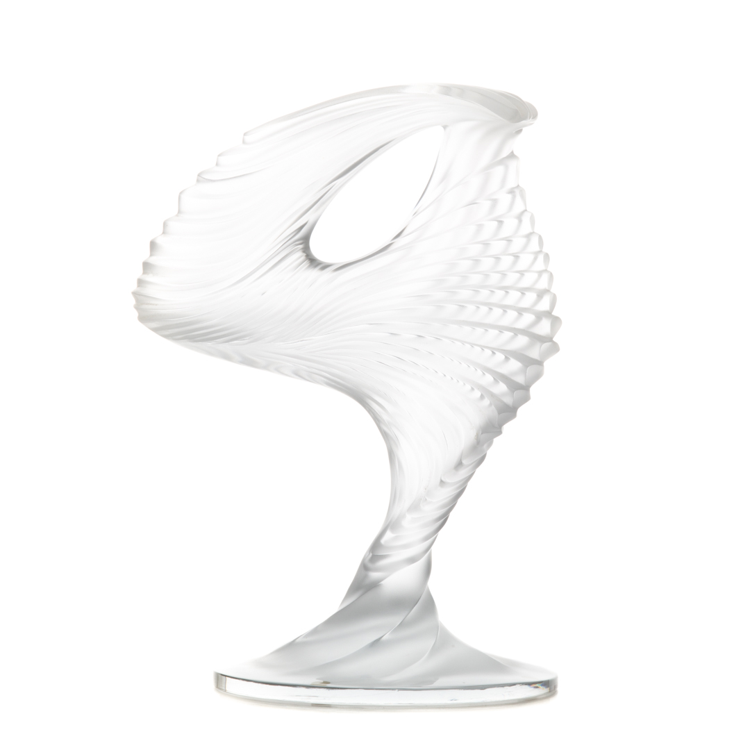 Appraisal: Lalique crystal Le Trophee abstract sculpture partially frosted crystal inscribed