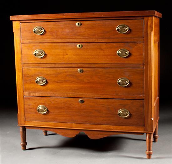 Appraisal: Late Federal carved walnut chest of drawers Pennsylvania circa in