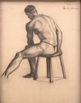 Appraisal: Sylvia Saul American C Charcoal drawing of a seated nude