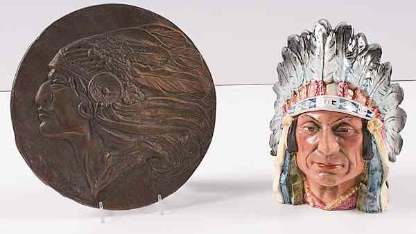 Appraisal: American Indian Wall Plaque Figural Jar Lot of including a