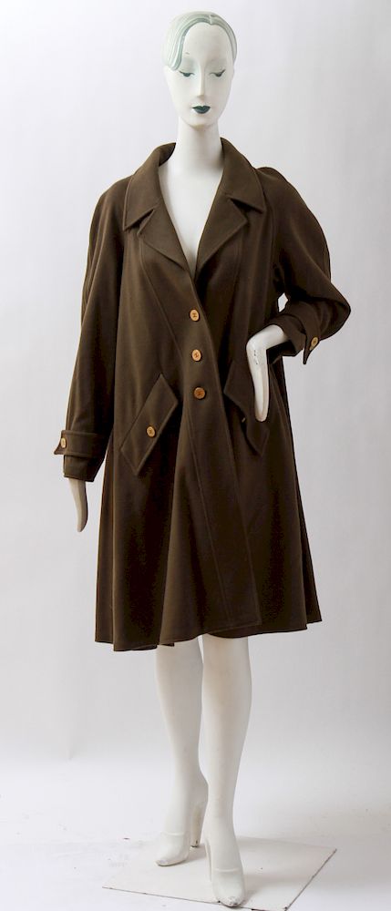 Appraisal: Chanel Boutique Olive Cashmere Coat Chanel Boutique olive cashmere coat