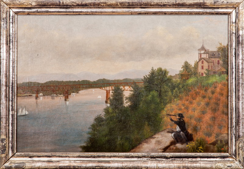 Appraisal: AMERICAN SCHOOL VIEW ON THE HUDSON RIVER AT POUGHKEEPSIE Oil