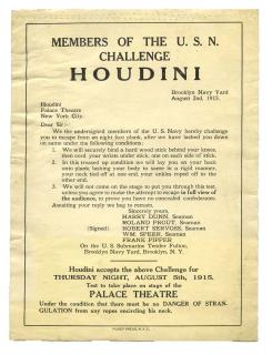 Appraisal: Houdini Harry Houdini U S Navy Plank Escape Challenge New