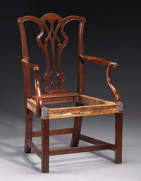 Appraisal: A Chippendale mahogany armchair th century The lobed crestrail with