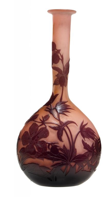 Appraisal: A GALL CAMEO GLASS VASE in pink glass overlaid in