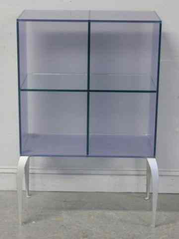 Appraisal: Glass Midcentury Style Cabinet With Metal Legs With tinted glass