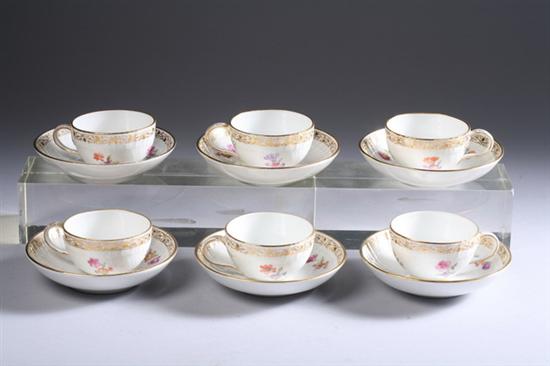 Appraisal: SIX KPM PORCELAIN DEMITASSE CUPS WITH SAUCERS Circa Hand-painted floral