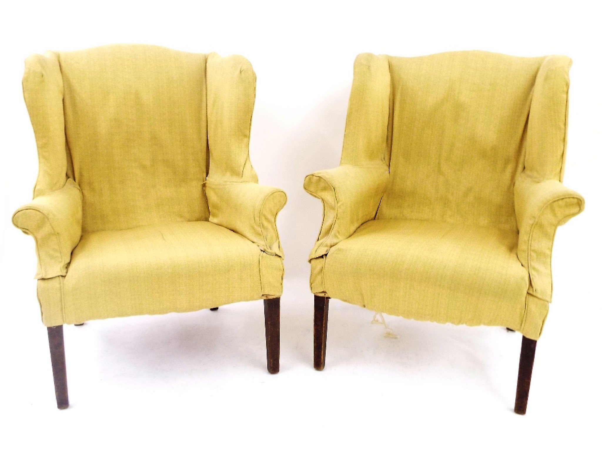 Appraisal: Pair of Queen Anne style wingback upholstered lounge chairs high