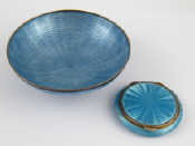 Appraisal: A small silver blue guilloche enamel bowl cm dia marked