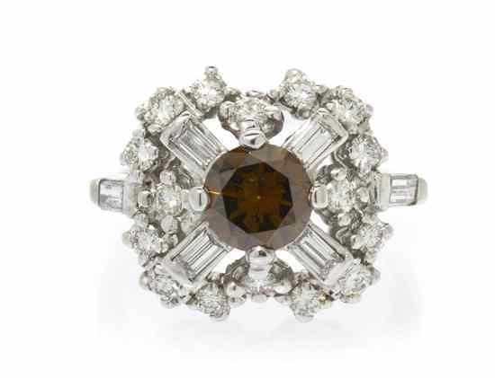 Appraisal: A Karat White Gold Colored and White Diamond Ring containing