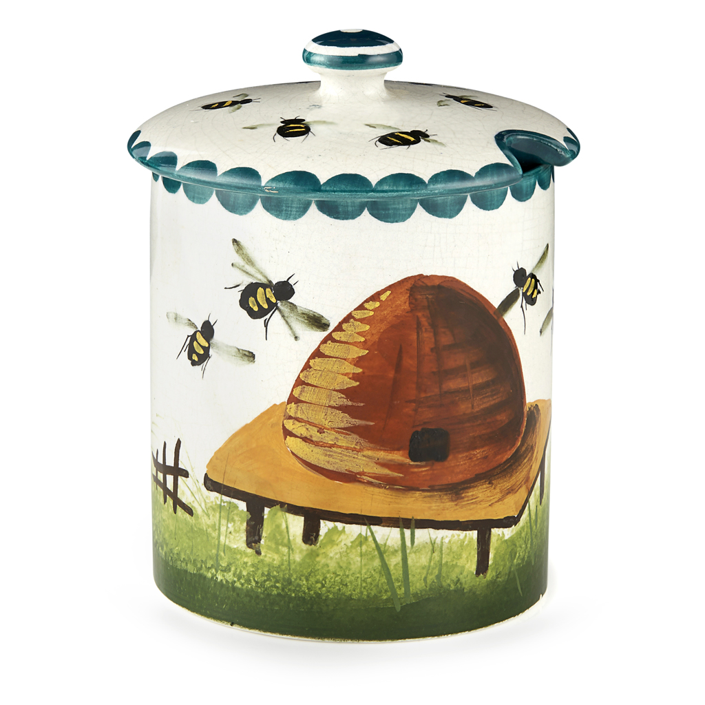 Appraisal: A WEMYSS WARE PRESERVE JAR COVER 'BEES AND HIVE' PATTERN