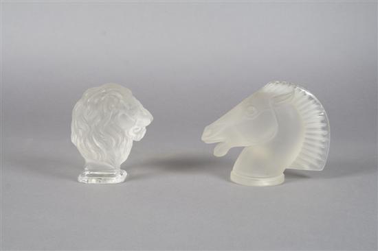 Appraisal: Two Frosted Glass Figural Paperweights Height of tallest inches