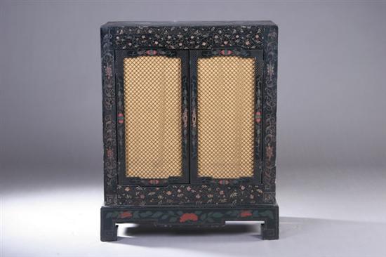 Appraisal: CHINESE COROMANDEL BLACK LACQUER SIDE CABINET Early th century -