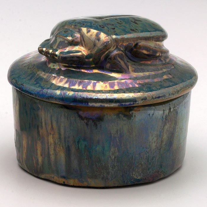 Appraisal: Rambervillers covered box round shape with a scarab design covered