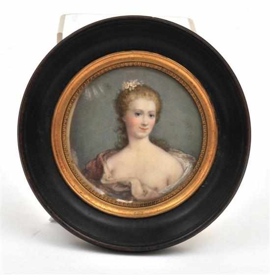 Appraisal: A VICTORIAN PORTRAIT MINIATURE ON IVORY INITIALLED CH AND DATED