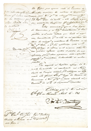 Appraisal: PERU Document signed by the revolutionary leaders San Mart n