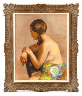 Appraisal: American School Nude with Colorful Robe Oil American School last