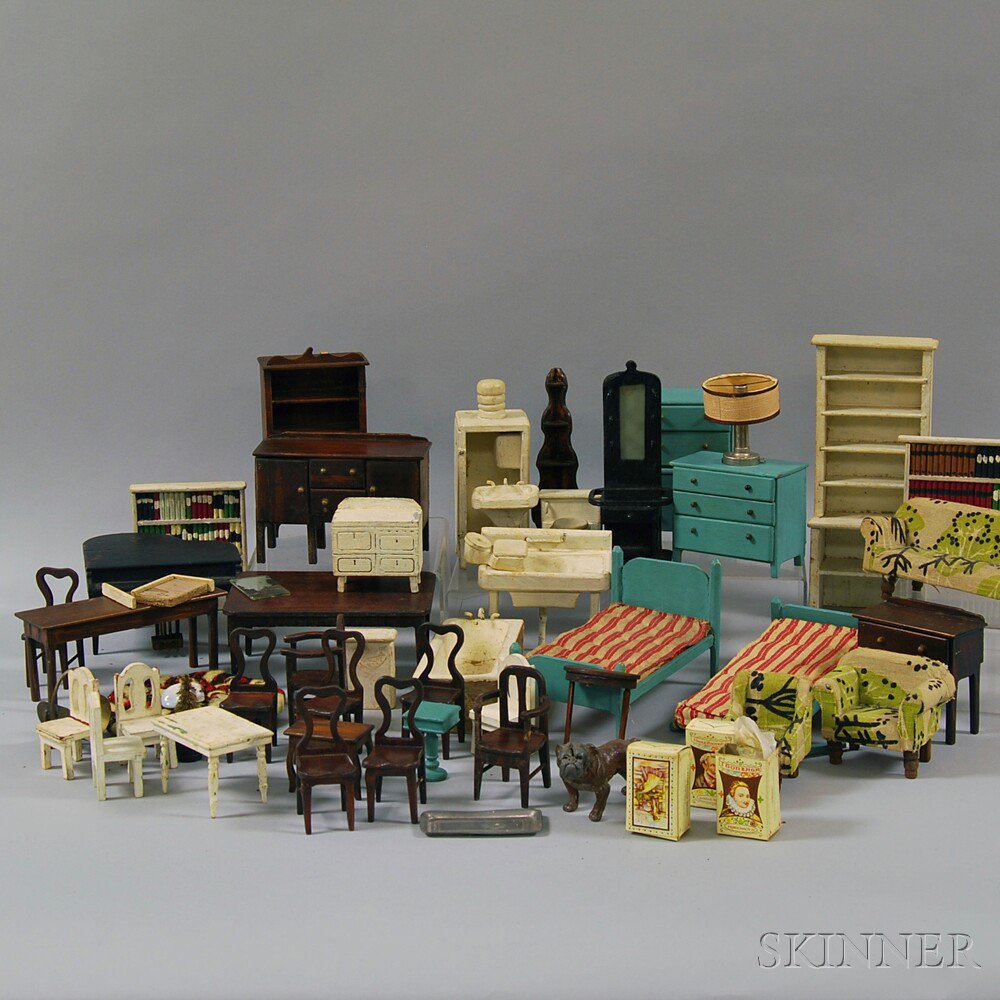 Appraisal: Group of Miscellaneous Mostly Painted Wooden Dollhouse Furniture th century