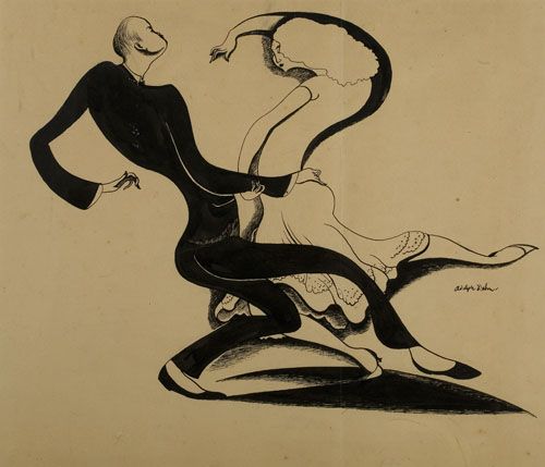 Appraisal: ADOLF DEHN Dancing Couple Pen and ink on tan wove