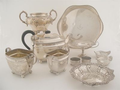 Appraisal: A mixed lot of silver a Scottish three piece teaset