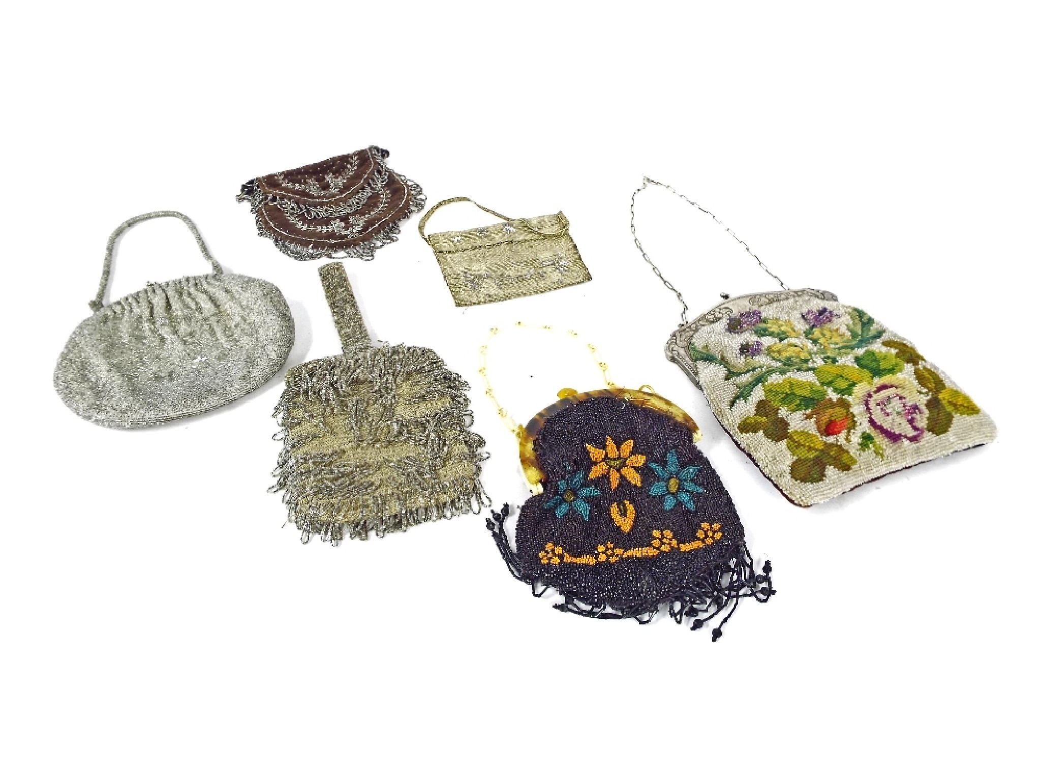 Appraisal: Collection of six various th century and later beadwork evening