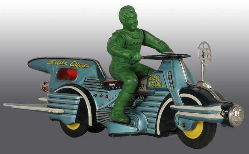 Appraisal: Tin Space Patrol Super Cycle Friction Toy Description Japanese Working