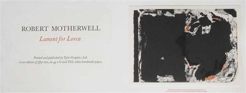 Appraisal: ROBERT MOTHERWELL - LAMENT FOR LORCA Offset lithograph in colors