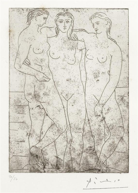 Appraisal: PICASSO PABLO Malaga - Mougins Les trois Baigneuses II Etching