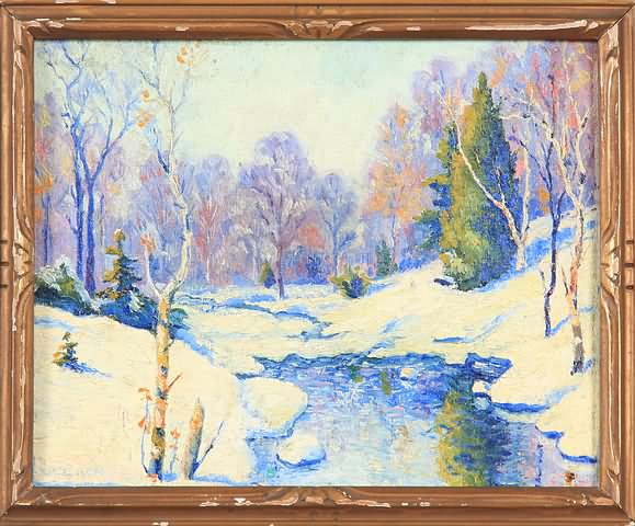 Appraisal: Winter landscape with creek oil on canvas board x SLL