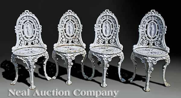 Appraisal: A Set of Four American Cast Iron Garden Seats late