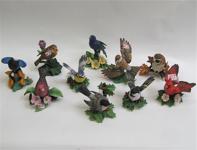 Appraisal: FIFTEEN LENOX FINE PORCELAIN BIRD FIGURINES handcrafted and hand painted