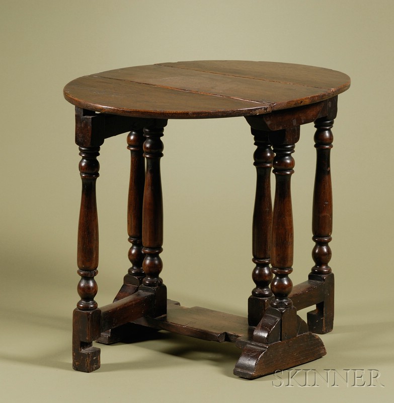 Appraisal: Miniature William and Mary Style Oak Drop-leaf Table early th