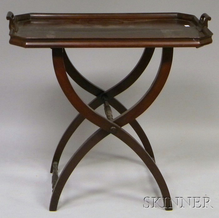 Appraisal: Mahogany Beverage Tray on Folding Stand