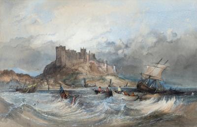 Appraisal: George Balmer British - Bamburgh Castle watercolour and bodycolour cm