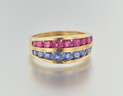 Appraisal: A Ladies' Sapphire and Ruby Band k yellow gold ring