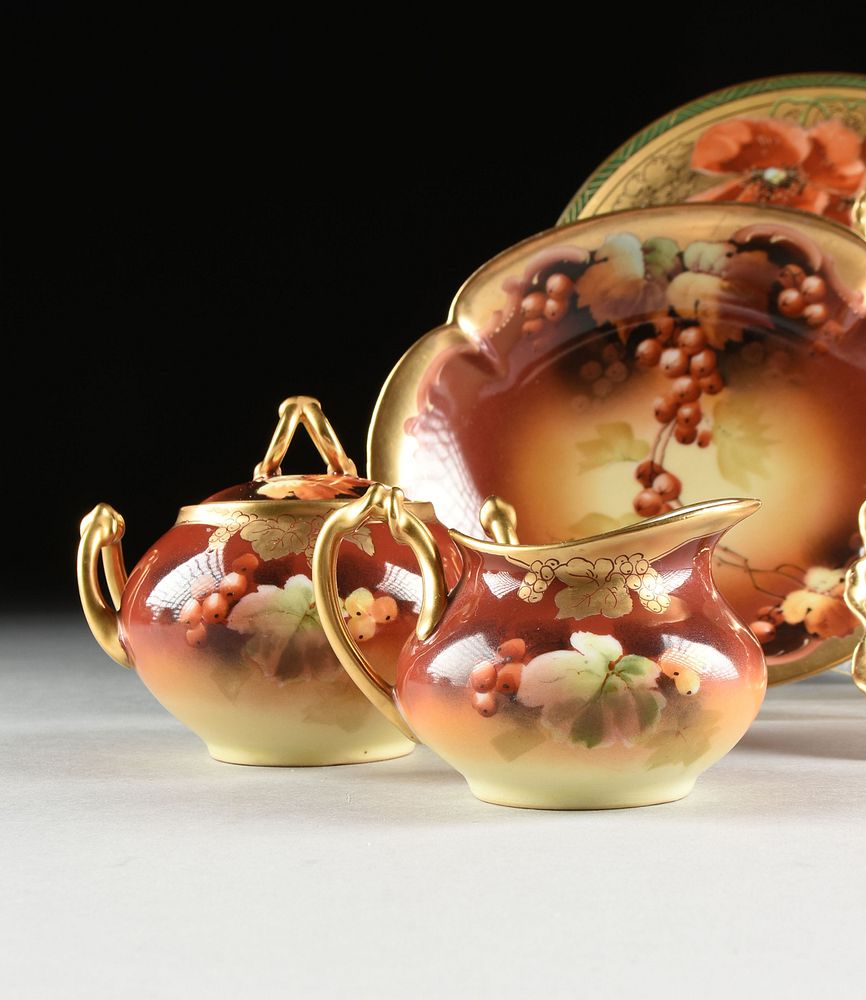 Appraisal: EIGHT PICKARD PARCEL GILT RED HUE THEMED PORCELAIN FRENCH AND