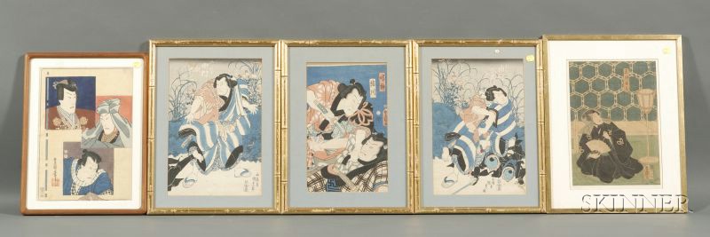 Appraisal: Ten Framed Japanese Prints mostly of actors including by or