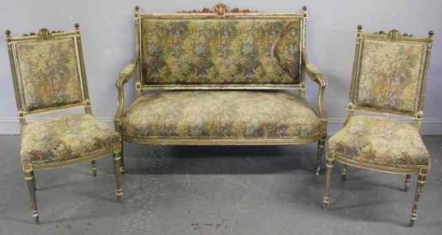 Appraisal: Piece Louis XVI Style Settee Set Nice quality with fine