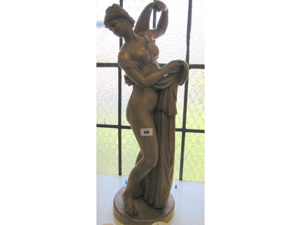 Appraisal: Large carved wooden figure of a female classical figure