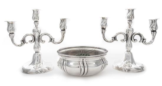 Appraisal: Sale Lot A German Silver Three-Piece Table Garniture First Half