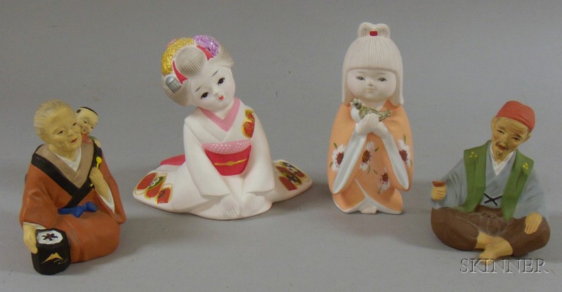 Appraisal: Four Japanese Painted Ceramic Dolls