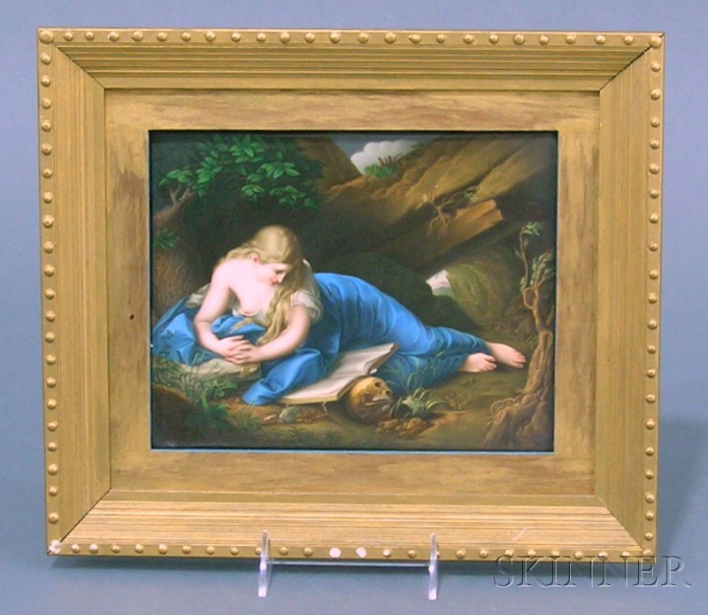 Appraisal: German Painted Porcelain Plaque Depicting the Penitent Magdalene late th